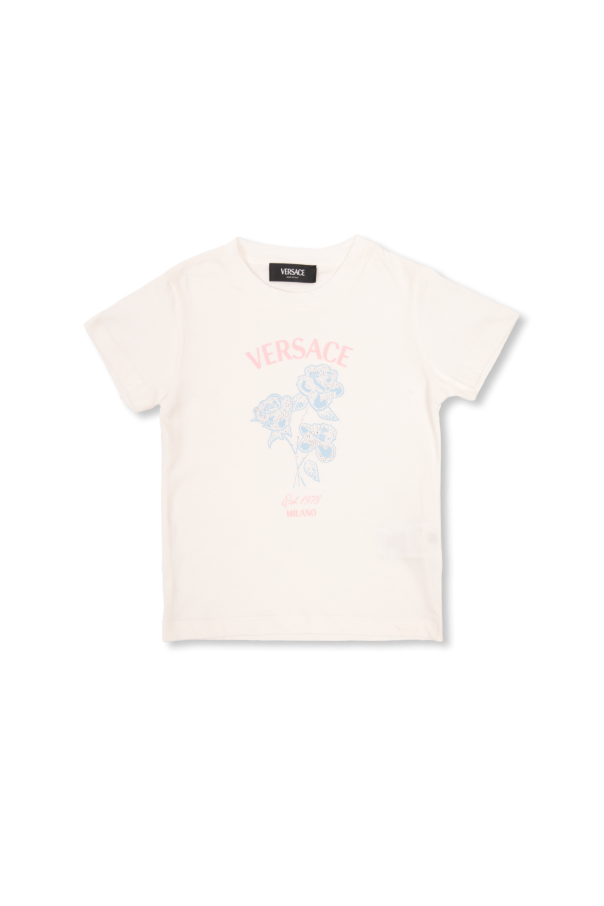 White T shirt with logo Versace Kids Vitkac Italy